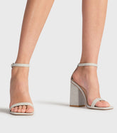 Giselle Silver Sparkle Block Heel
